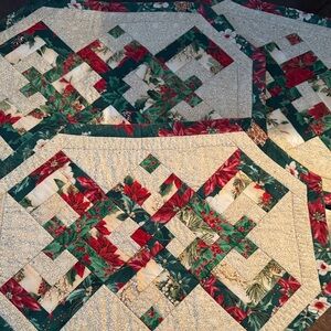 Handmade Quilted Christmas Placemats Set